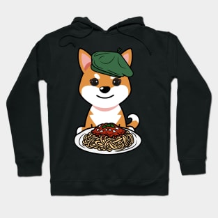 Cute orange dog eating spaghetti Hoodie